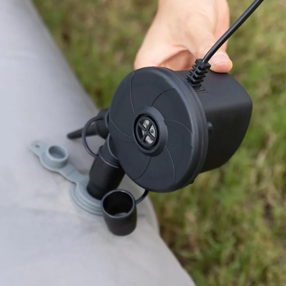 Portable Electric Air Pump DC AC Dual Adapter Quick Inflator Deflator w/Nozzles